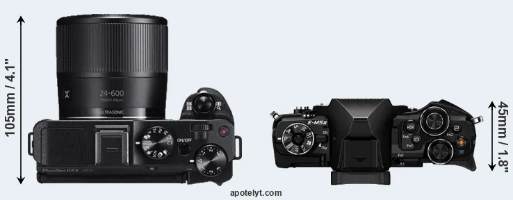 Compare G3X versus E-M5 II top
