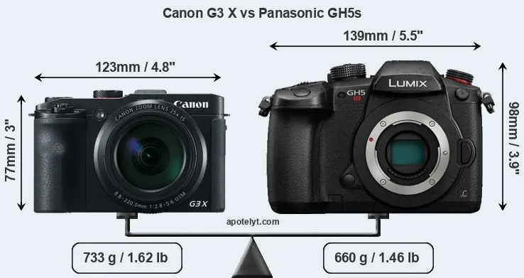 Size Canon G3 X vs Panasonic GH5s