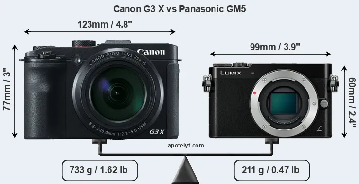 Size Canon G3 X vs Panasonic GM5