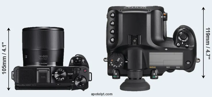 Compare G3X versus 645D top