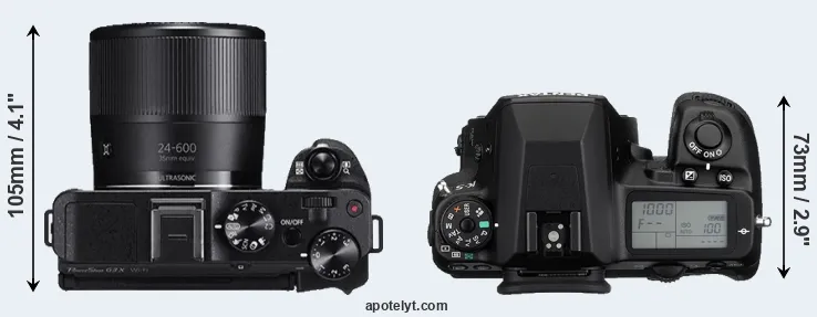 Compare G3X versus K-5 top