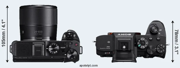 Compare G3X versus A7R IV top