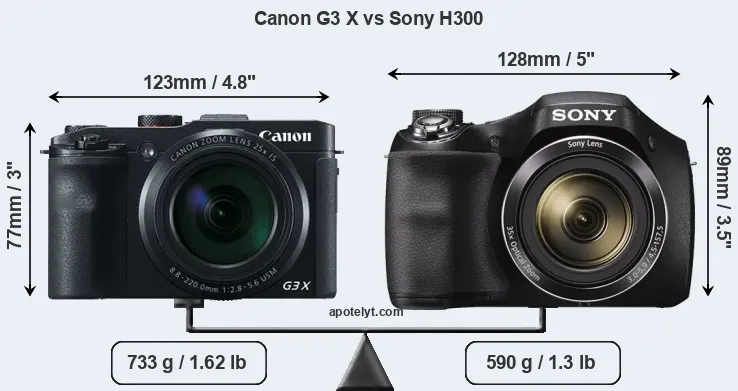 Size Canon G3 X vs Sony H300