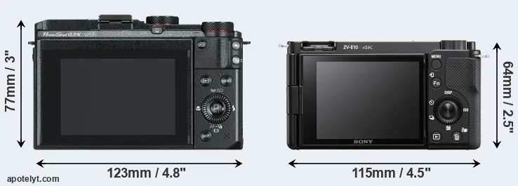 Comparison G3X or ZV-E10 rear