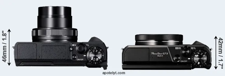 Compare G5X Mark II versus G7X Mark II top