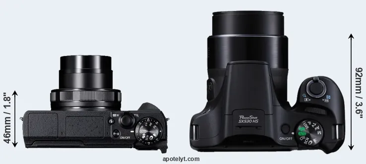 Compare G5X Mark II versus SX530 top