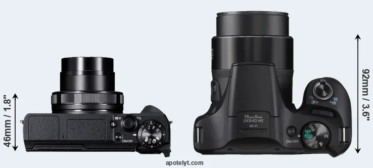 Compare G5X Mark II versus SX540 top