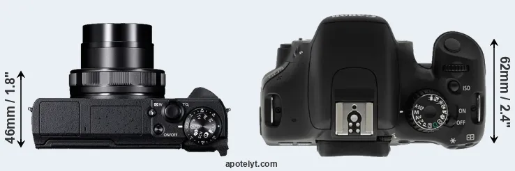 Compare G5X Mark II versus T2i top