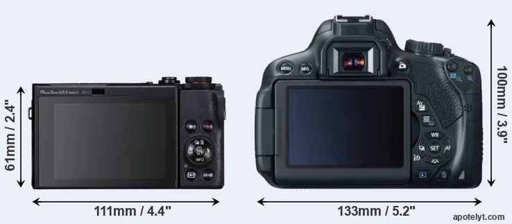 Comparison G5X Mark II or T4i rear