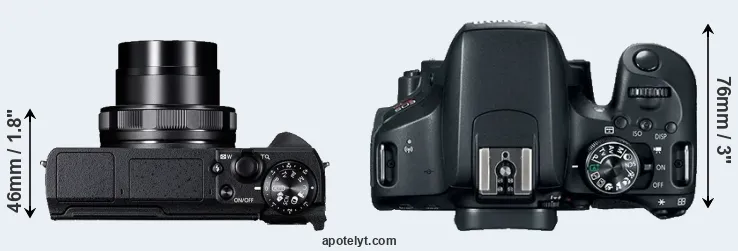 Compare G5X Mark II versus T7i top