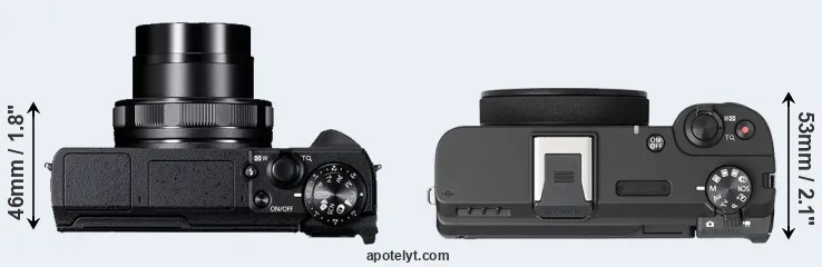 Compare G5X Mark II versus V1 top