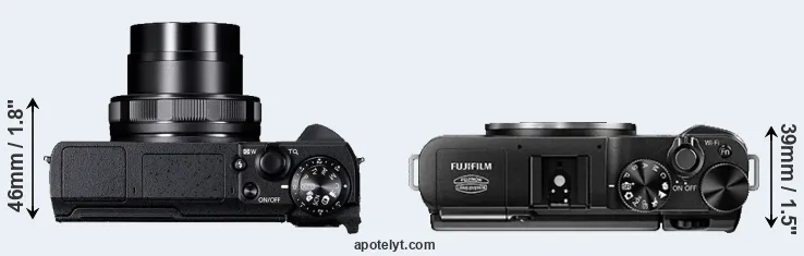 Compare G5X Mark II versus X-A1 top