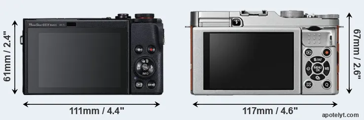 Comparison G5X Mark II or X-A2 rear