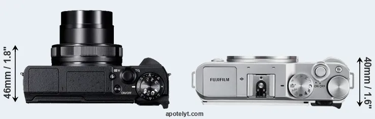 Compare G5X Mark II versus X-A3 top