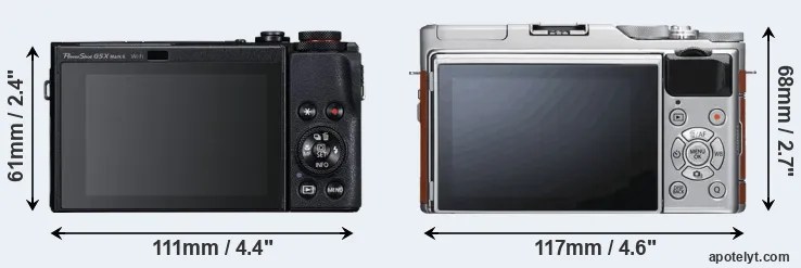 Comparison G5X Mark II or X-A5 rear