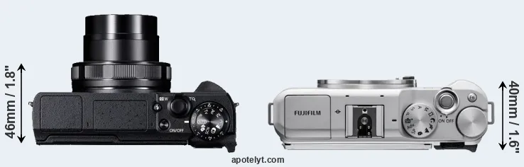 Compare G5X Mark II versus X-A5 top