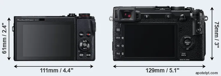 Comparison G5X Mark II or X-E2 rear