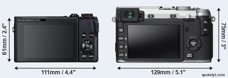 Comparison G5X Mark II or X-E2S rear