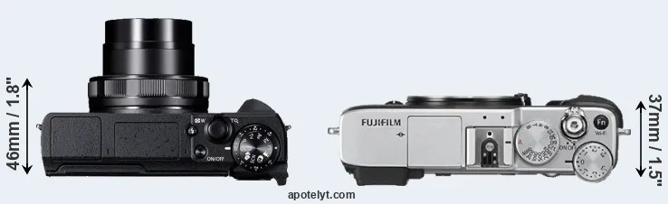 Compare G5X Mark II versus X-E2S top