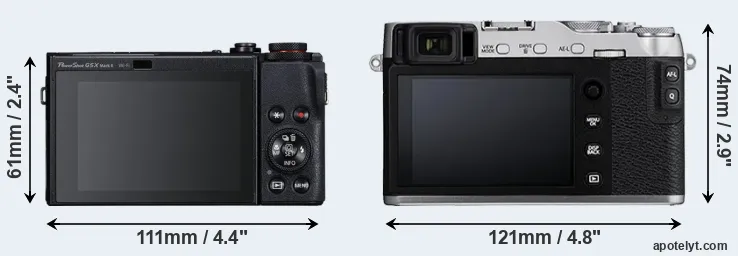 Comparison G5X Mark II or X-E3 rear