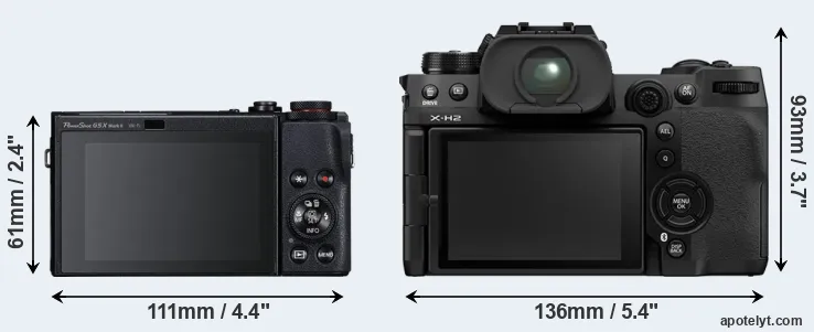 Comparison G5X Mark II or X-H2 rear