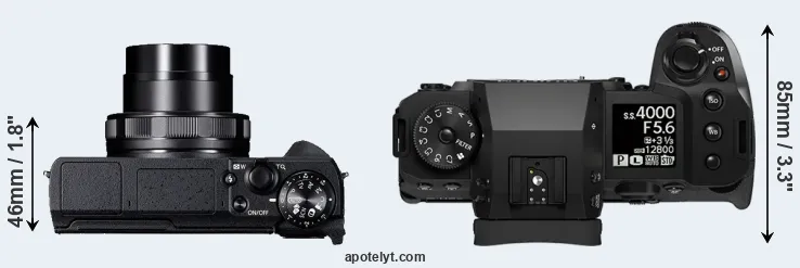 Compare G5X Mark II versus X-H2 top