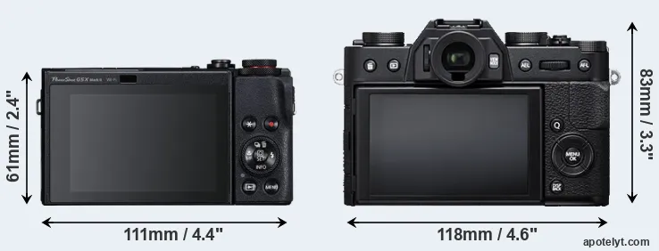 Comparison G5X Mark II or X-T20 rear
