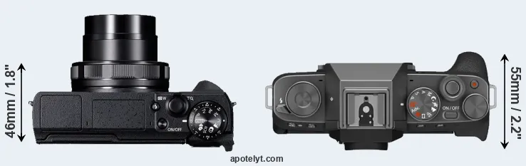 Compare G5X Mark II versus X-T200 top