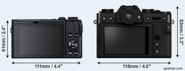 Comparison G5X Mark II or X-T30 II rear