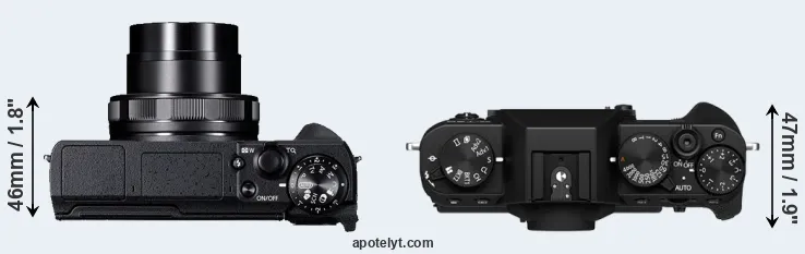 Compare G5X Mark II versus X-T30 II top