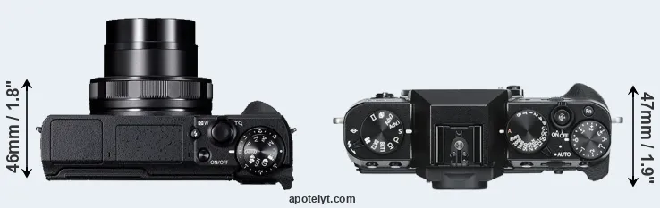 Compare G5X Mark II versus X-T30 top