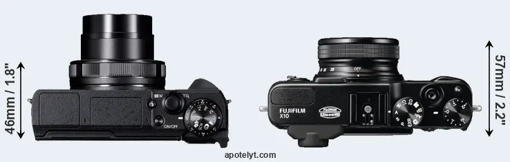 Compare G5X Mark II versus X10 top