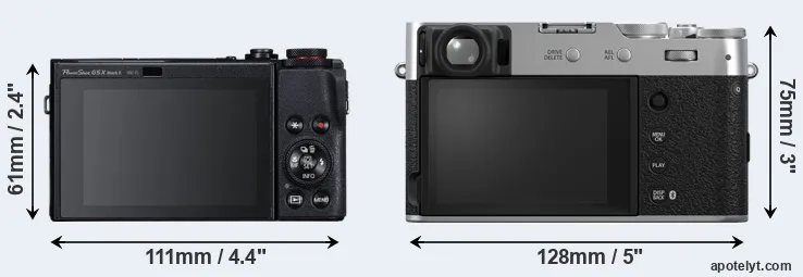 Comparison G5X Mark II or X100VI rear