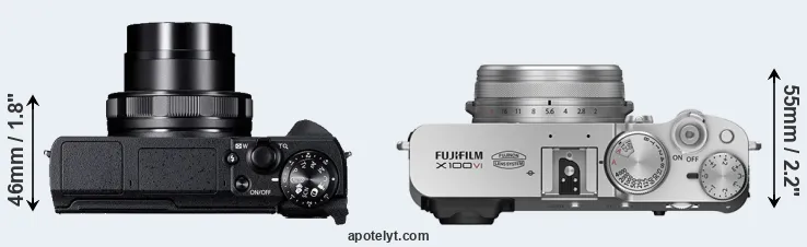 Compare G5X Mark II versus X100VI top