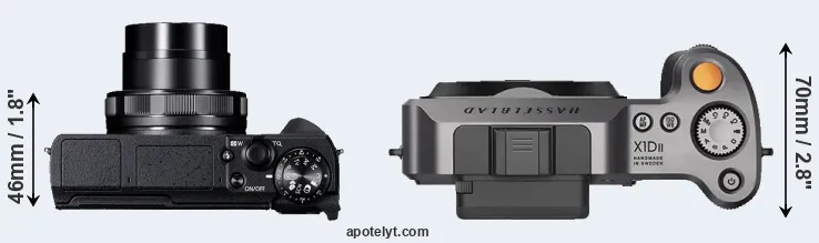 Compare G5X Mark II versus X1D II top