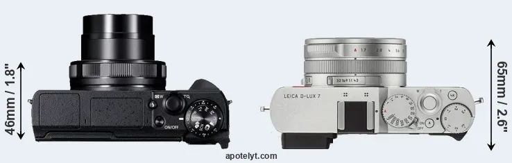 Compare G5X Mark II versus D-LUX 7 top