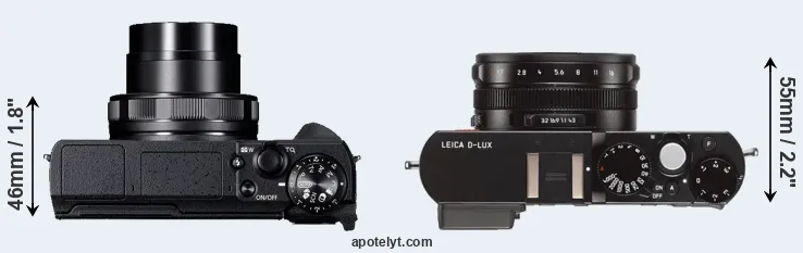 Compare G5X Mark II versus D-LUX Typ 109 top