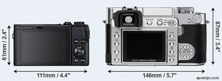 Comparison G5X Mark II or Digilux 3 rear