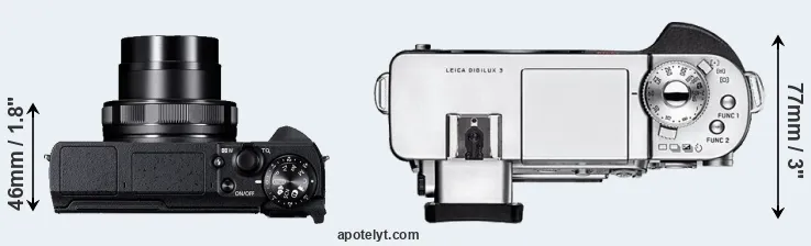 Compare G5X Mark II versus Digilux 3 top