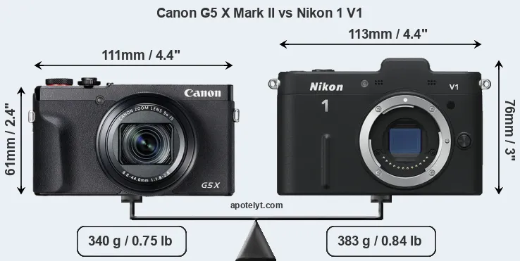 Size Canon G5 X Mark II vs Nikon 1 V1