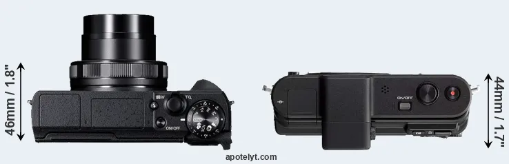 Compare G5X Mark II versus V1 top