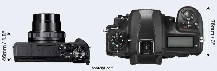 Compare G5X Mark II versus D780 top