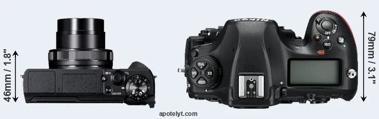 Compare G5X Mark II versus D850 top