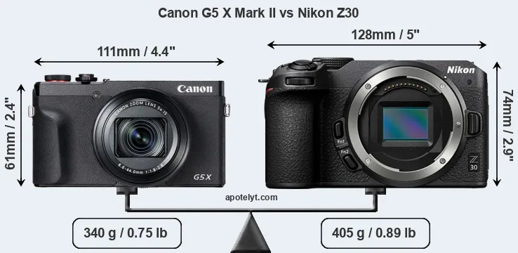 Size Canon G5 X Mark II vs Nikon Z30
