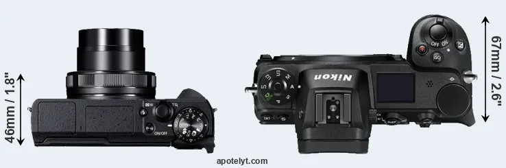 Compare G5X Mark II versus Z7 top