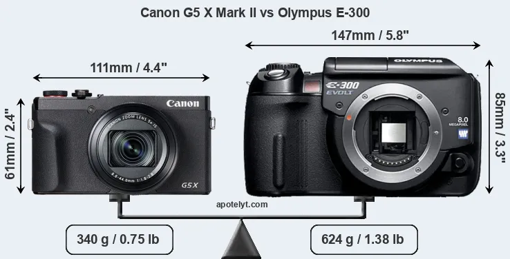 Size Canon G5 X Mark II vs Olympus E-300