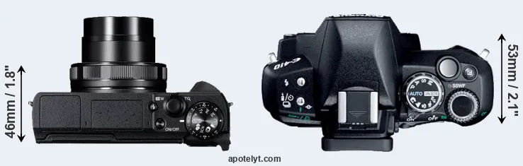 Compare G5X Mark II versus E-410 top