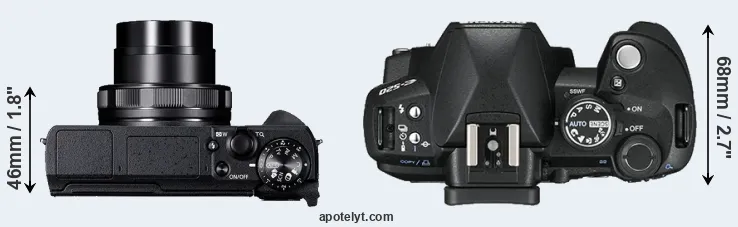 Compare G5X Mark II versus E-520 top