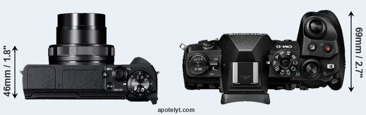 Compare G5X Mark II versus E-M1 III top