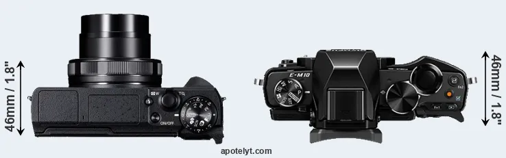 Compare G5X Mark II versus E-M10 top